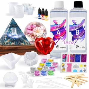 lot 7104 image: RNYBFPT Epoxy Resin Kit for Beginners, 18oz Crystal Clear Resin with Silicone Molds, Easy 11 Mix, All-in-One Resin Art Kit with Pigments & Glitter for Jewelry Making, DIY Crafts & Creative Gifts