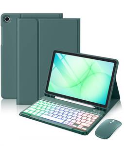 lot 8094 image: Harvopu for Galaxy Tab A11 PlusA9 Plus 11 Case with Keyboard-Wireless Mouse Backlit Detachable Keyboard Stain-Resistant Cover with Pen Holder for Galaxy A11A9 5G Tablet Case 11-inch,Pinegreen
