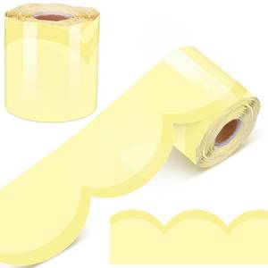 lot 8105 image: YooNotee 65 Ft Pastel Light Yellow Bulletin Board Borders for Classroom Scalloped Border Trim Decoration Pastel Contrasting Bulletin Board Roll for Back to School Chalkboard Home Wall Office Decor
