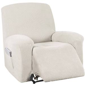lot 9388 image: Turquoize Stretch Recliner Cover Recliner Chair Cover Recliner Slipcover 1-Piece Sofa Cover with Side Pocket Jacquard Sofa Furniture CoverProtector Soft with Elastic Bottom, Machine Washable, Ivory