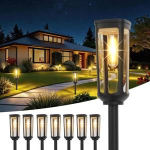 lot 9397 image: JEJOT Solar Pathway Lights Outdoor Waterproof IP65, 8 Pack Warm White Solar Walkway Lights, Auto OnOff Outdoor Light for Lawn Garden Patio Driveway Decor Landscape Lighting