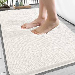 lot 9404 image: OLANLY Bathroom Rugs 34x21, Extra Soft Absorbent Chenille Bath Rugs, Rubber Backing Quick Dry, Machine Washable Bath Mats for Bathroom Floor, Tub and Shower, Home Decor Accessories, Ivory
