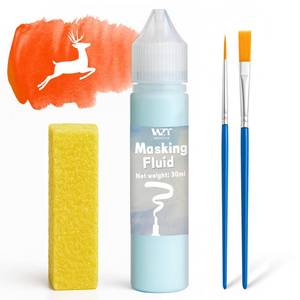 lot 10137 image: WAN2TLK Masking Fluid for Watercolor Painting, 30ml Watercolor Masking Fluid with 2 Brushes & Eraser, Fine Arts & Crafts Supplies for Ink, Watercolor, Gouache Painting