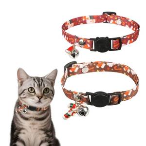 lot 10140 image: Christmas Cat Collar Breakaway 2 Pack, Cat Collar with Bell & Charms, Adjustable Kitten Cute Christmas Themed Safety Collar for Boys and Girls (PL)