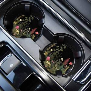 lot 10181 image: WOCOCN Cute Cup Holder Coasters for Your Car with Fingertip Grip, Auto Accessories for Women & Men,Pack of 2(Tussock)