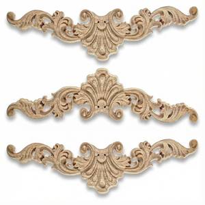 lot 10244 image: 3 Pcs Wood Appliques, 7.8 x2 Wood Carved Onlay Appliques, Decorative Woods Trim, Woods Decals for Furniture, Wooden Applique for Cabinets, Doors, and DIY Crafts