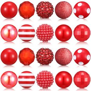 lot 10274 image: Ferreve 20 Pcs Chunky Bubblegum Beads 20mm Focal Pen Large Rhinestone Pearl Beads for DIY Beadable Pen School Jewelry Making Keychain Craft Making(Red)