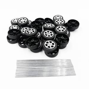 lot 10279 image: 30PCS Toy Car Wheels 2mm Dia Shaft Plastic Wheels with 15PCS Shaft Round Rod Axles for Model Toys RC Car Truck DIY Craft (2X9X30MM)
