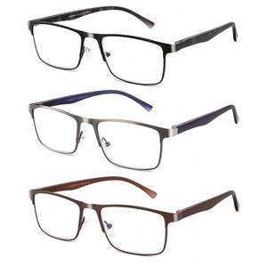 lot 10290 image: CRGATV 3-Pack Reading Glasses for Men Blue Light Filtering Full Frame Metal Readers Anti UvEye StrainGlare (1.5 Magnification Strength)