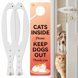 lot 10311 image: TGIOW Cat Door Latch, 2 Pcs Cat Door Stopper Pet Door Latch to Keep Dog Out of Litter Box and Food, Door Prop for Cat with 5 Adjustable Size Strap 2.5-6 Wide, No Measuring, Easy to Install, White