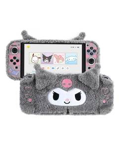 lot 10318 image: Kuitmor Plush Protective Case for Switch OLED, PC Hard Protective Shell Cover, Anti-Scratch and Shock-Absorption Switch OLED Cover with Stand