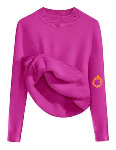 lot 10330 image: Zeagoo Womens Fleece Sherpa Lined Sweater Mock Neck Long Sleeve Thermal Shirt 2026 Fall Winter Fuzzy Knit Jumper Tops Hot Pink S
