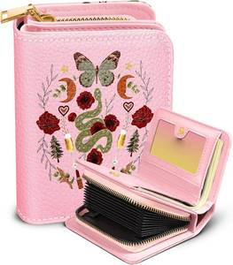 lot 10335 image: Bistup Credit Card Holder Wallet for Women Cute Leather Ladies Teen Girls Female Cardholder Wallets Accordion Purse Small Medium Aesthetic Merch Print Butterfly Moon Unique Modern Rfid Zipper Around