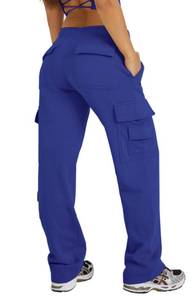 lot 10336 image: Waitfairy Cargo Sweatpants for Women Straight Leg Fleece Lined Joggers Women Barrel Baggy Sweat Pants for Girls Fall Outfits Blue M