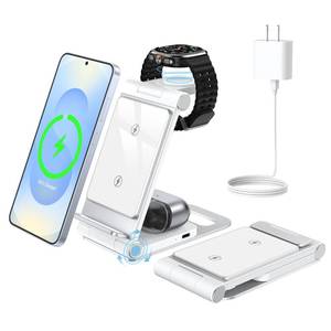 lot 10340 image: Wireless Charger for Samsung, 3 in 1 Wireless Charging Station Foldable