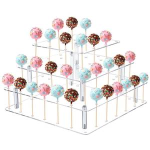 lot 11274 image: Cake Pop Stand, 56 Holes 3 Tier Clear Acrylic Lollipop Holder, Square Cake Pop Display Stand, Dessert Decorative Square Cakepop Holder for Wedding, Party Decorating, Anniversaries, Birthday Parties