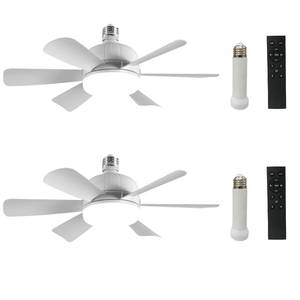lot 11293 image: 2Pack Socket Fan Light, LED Socket Ceiling Fans with Lights and Remote, 18 Inch Low Profile Screw in Ceiling Fan Light, Dimmable 3000-6500K Fan Light Bulb for Bedroom, Kitchen, Laundry Room, Garage (Used)