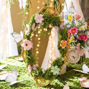 lot 11299 image: Threehoney Enchanted Forest Decorations Mirror Vintage Golden Oval Mirror 15.4 x 9.4 Inch for Enchanted Forest Party Decoration Whimsical Fairy Tale Decor for Women Wedding Supplies