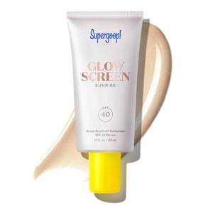 lot 12011 image: Supergoop Glowscreen SPF 40, Sunrise (Champagne Glow) - 1.7 fl oz - Glowy Primer  Broad Spectrum Tinted Sunscreen - Helps Filter Blue Light - Hydration - Hyaluronic Acid & Vitamin B5