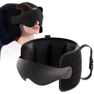 lot 12014 image: Air Neck Free Travel Pillow for Airplanes Head Strap Support, 3D Eye Mask