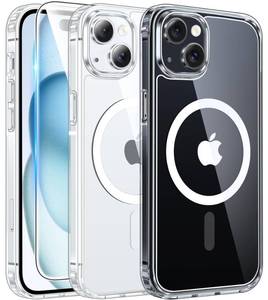 lot 12021 image: FNTCASE for iPhone 15 Case Clear iPhone 1413 Case Magnetic Phone Cases with Screen Protector Compatible with Magsafe Slim Anti Yellowing Rugged Protective Transparent Cell Cover (A-Clear)