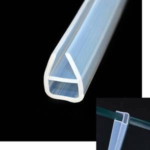 lot 12375 image: Qiveno Shower Door Seal Strip, 78.7 Soft Frameless Glass Shower Door Sweep Side Seal to Stop Shower Leaks U Type,Fit for 10mm (38) Glass Door Translucent