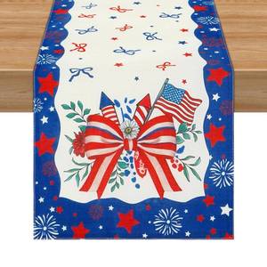 lot 12378 image: Windkream 4th of July Table Runner 13 x 72 Inch 250 Anniversary Table Decoration Patriotic Memorial Day Runner for Independent Day Kitchen Dinning Indoor Dinner Party Decor(Retro,Purple, Red)