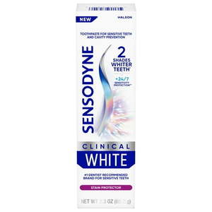 lot 12389 image: Sensodyne Clinical White Toothpaste Clinically Proven Whitening For Sensitive Teeth  Stain Protector  2.3 oz (Set Of 2)