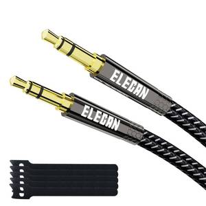 lot 12412 image: Elecan 3.5mm AUX Cable 10 Ft2 Pack (Hi-Fi Sound-Zinc Alloy Case-OD 3.5MM-Ultra Slim&Soft) Auxiliary Stereo Audio Cable Braided 18 inch 3.5 mm AUX Cord for Headphones,Car,Home Stereos, Speaker,Phones