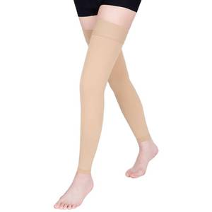 lot 12415 image: Wegitcs 15-20 mmHg Compression Stockings for Women & Men, Thigh High Compression Socks Medical Graduated Compression Support for Edema, Varicose Veins, Footless, Beige,XL