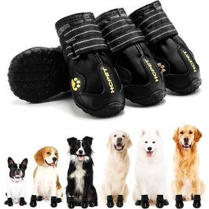 lot 12420 image: Hcpet Dog Boots, Dog Shoes for Large Dogs, Medium Dog Boots & Paw Protectors, Anti-Slip Dog Booties for Hot Pavement Winter Snow Hiking with Reflective Straps Black Size 6 (Slight Use)