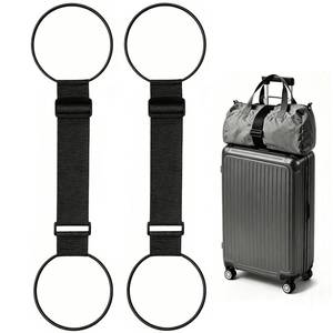 lot 12424 image: SpassLeben Luggage Straps for Suitcases, Extended Adjustable Luggage Connector Straps, Portable Luggage Attachment Strap, Elastic Loop, Handbag Backpack Fixing Belt for Suitcase Handle (2 Black)