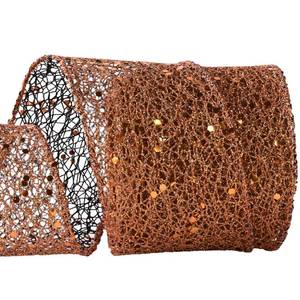 lot 12427 image: LEEQE Bronze Mesh Glitter Wired Ribbon for Christmas Tree 1.5 Inch x 10 Yards Mesh Sparkling Wired Ribbon for Gift Wrapping Wreath Wedding Party Crafts