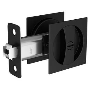 lot 12431 image: goldenwarm Matte Black Pocket Door Lock, Zinc Alloy Black Pocket Door Hardware(2-38 Backset), Pocket Door Handles Square Pocket Door Locks for Bathroom for Closet Door Lock- 1 Pack (Slight Use)
