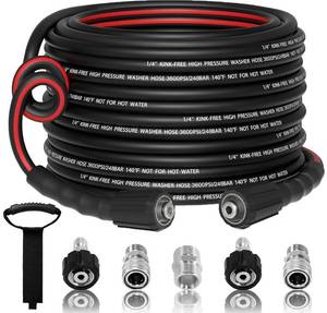 lot 13071 image: VIVIDWASH Flexible 14 Pressure Washer Hose 50FT,3600PSI Kink Resistant Power Washer Replacement Hose with Leak-Free M22-14mm&38 Quick Connect Kit,Used for Extension