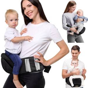 lot 13073 image: SNOOZYNEST Baby Hip Seat Carrier, Adjustable Waistband with 3D Abdominal Support & Various Pockets Ergonomic Carrier for Newborns to Toddlers up to 33l bs Medium Black