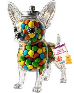 lot 13074 image: Chihuahua Candy Jar, Cute Airtight Dog Snack Container for Cookies, Candy, Coffee Pods, Pet Treat Jar, Cookie Jar with Lid, Large Animal Shaped Food Storage Kitchen Canister, Pet Lovers Gift