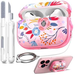 lot 14054 image: RFUNGUANGO AirPods Pro Case for Women Girly Cat Case Pink Berry Flower