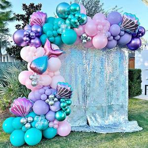 lot 14494 image: DNBOD Mermaid Party Balloon Arch Kit, 154Pcs Green Purple Little Mermaid Party Decorations Balloon Garland, Under the Sea Summer Birthday Party Supplies for Girls