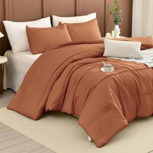 lot 19293 image: Masaca 120x120 Oversized King Comforter,Pinch Pleated Pumpkin California King Comforter Set Lightweight Rustic Farmhouse Microfiber Extra Large Bedding 3PCS