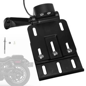 lot 19329 image: Rear Side License Plate Bracket Holder wLED Light for Harley Sportster XL883, XL1200, Dyna Low Rider FXDLS, Street Bob FXDB 2004-2020 Black