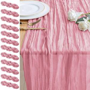 lot 19333 image: Xiomot 12PCS Table Runner Cheesecloth 10FT Pink Boho Gauze Cheese Cloth Rustic Sheer Table Runners for Wedding Birthday Bridal Baby Shower Party Decoration