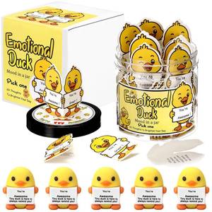 lot 20086 image: Gejoy 60 Pcs Positive Gifts Emotional Comfort Duck Card Jar with 5 Mini Rubber Duck Figurines Christmas Affirmation Birthday Encouraging Motivational Gift for Coworker Colleague Staff Women Men