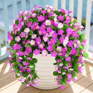 lot 20088 image: ZFProcess Artificial Fake Hanging Flowers for Outdoors, 2 Pcs Artificial Hanging Plants Outdoors Spring Summer Decor, UV Resistant Faux Violet Silk Flowers for Planters Front Door Yard Garden(Purple)