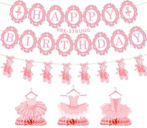 lot 20142 image: Ushinemi Ballerina Party Decorations Pre-Strung Birthday Banner Table Decor