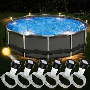 lot 20196 image: BITIWEND Solar Pool Lights for Above Ground Pools, Pool Frame Lights with Adjustable Straps (Max 2.3), Waterproof Dusk to Dawn Warm White LED Lights, 5 Pack