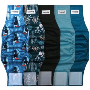 lot 20205 image: Vecomfy Belly Bands for Male Dogs(5 Pack),Premium Washable Reusable Small Dog Belly Wrap Leakproof Puppy Diapers Floral Pattern,S