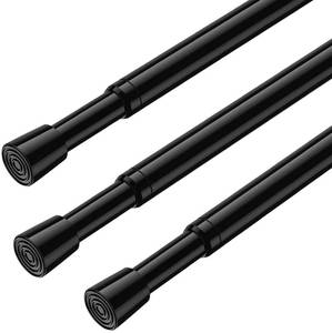lot 20215 image: AIZESI Black Spring Tension Rods Adjustable 26 to 39 Tension Curtain Rod Small Tension Rod No Drilling Expandable Spring Loaded Curtain Tension Rod,Suitable for Doors and Windows 26 to 36 inch (3Pcs)