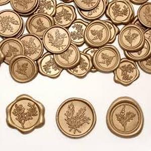 lot 6357 image: NAIVELY-50Pcs Wax Seal Stickers Gold Eucalyptus Self-Adhesive Envelope Seals Rosemary Style for Wedding Invitations, Christmas Cards, Gift Wrapping lot of 2