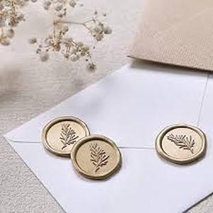 lot 12388 image: NAIVELY-50Pcs Wax Seal Stickers Gold Eucalyptus Self-Adhesive Envelope Seals Rosemary Style for Wedding Invitations, Christmas Cards, Gift Wrapping